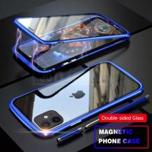 Магнитен калъф Bumper Case 360° FULL за Apple iPhone 11 6.1 - прозрачен / синя рамка