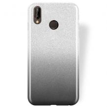 Силиконов калъф / гръб / TPU за Huawei P20 Lite - преливащ / сребристо и сиво / брокат