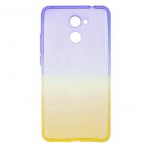 Силиконов калъф / гръб / TPU за Huawei Y7 - синьо и жълто / преливащ