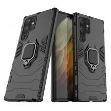 Удароустойчив гръб TPU case Ring Armor Case с твърда част и стойка с магнитно захващане за Samsung Galaxy S23 Ultra 5G - черен кейс