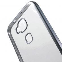 Луксозен силиконов калъф / гръб / TPU за Huawei Ascend G8 / Huawei G8 - прозрачен / черен кант