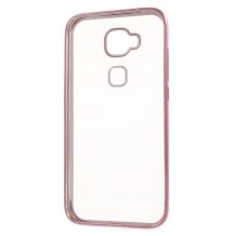 Луксозен силиконов калъф / гръб / TPU за Huawei Ascend G8 / Huawei G8 - прозрачен / цикламен кант