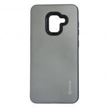 Луксозен силиконов калъф / гръб / TPU Roar Mil Grade Hybrid Case за Samsung Galaxy A8 2018 A530F - сив