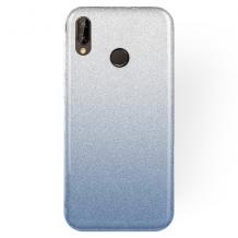 Силиконов калъф / гръб / TPU за Huawei Honor 8X - преливащ / сребристо и синьо / брокат