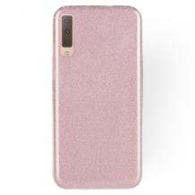 Силиконов калъф / гръб / TPU за Samsung Galaxy A7 2018 A750F - розов / брокат