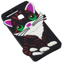 Силиконов калъф / гръб / TPU 3D за Huawei P9 - Cat / черен