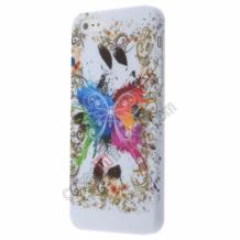 Заден предпазен твърд гръб за Apple iPhone 4 / 4S - цветна пеперуда