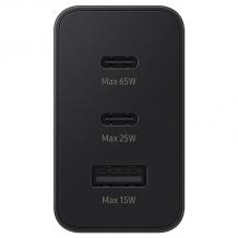 Оригинално зарядно устройство / адаптер / Trio за Samsung 65W / Samsung Power Adapter Trio USB-C x 2 / USB-A - черно