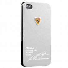 Луксозен заден предпазен твърд гръб / капак / за Apple iPhone 5 5S - Ferrari / сив метален