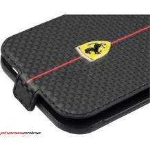 Оригинален кожен калъф Flip тефтер FERRARI за Apple iPhone 6 4.7'' - черен / carbon