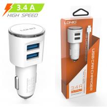 Универсално зарядно за кола DC 12V -24V / 2 USB Ports 5V / 3400mA LDNIO DL-C29 за Apple 