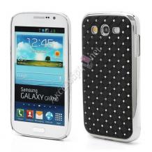 Луксозен заден предпазен капак с камъни за Samsung Galaxy Grand I9080 / I9082 / Samsung i9060 Galaxy Grand Neo - черен с метален кант