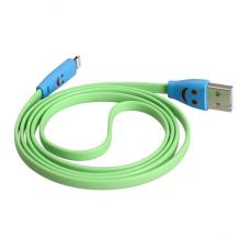 USB кабел / USB Charging Cable за Apple iPhone 5 / iPhone 5S / iPhone 5C / iPhone 6 - зелен / Smiley Face