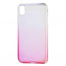 Силиконов калъф / гръб / TPU Ombre Case за Apple iPhone X / iPhone XS - преливащ / златисто и розов