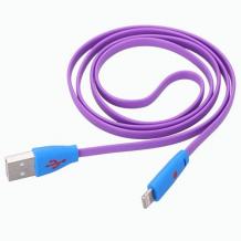 USB кабел / USB Charging Cable за Apple iPhone 5 / iPhone 5S / iPhone 5C / iPhone 6 - лилав / Smiley Face 