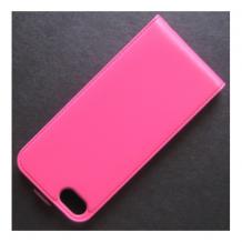 Луксозен сатенен калъф Flip за Apple iPhone 5 - розов