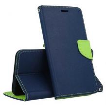 Кожен калъф Flip тефтер със стойка MERCURY Fancy Diary за Samsung Galaxy A52 / A52 5G - тъмно син със зелено