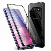Магнитен калъф Bumper Case 360° FULL за Samsung Galaxy S10 Plus - прозрачен / черна рамка