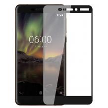 3D full cover Tempered glass Full Glue screen protector Nokia 6.1 (2018) / Извит стъклен скрийн протектор с лепило от вътрешната страна за Nokia 6.1 (2018) - черен