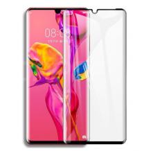 3D full cover Tempered glass Full Glue screen protector Huawei P30 Pro / Извит стъклен скрийн протектор с лепило от вътрешната страна за Huawei P30 Pro - черен