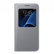Оригинален калъф S View Cover EF-C930PB за Samsung Galaxy S7 G930 - сребрист