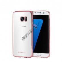 Луксозен силиконов калъф / гръб / TPU TOTU Design Jane Series за Samsung Galaxy S7 G930 - прозрачен / Rose Gold кант