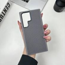 Луксозен гръб / кейс / Troy Case с безжично зареждане MagSafe за Samsung Galaxy S25 Ultra - сив / carbon