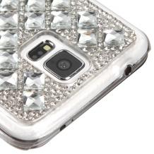 Силиконов калъф / гръб / TPU за Samsung Galaxy S5 G900 / Galaxy S5 Neo G903 - бял с камъни / Big Diamond