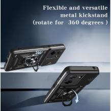 Удароустойчив гръб TPU кейс Slide Camera Case Magnetic Finger Ring Car Holder за Xiaomi Redmi 15C - черен