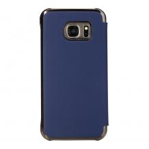 Луксозен кожен калъф тефтер ROCK Veena Series за Samsung Galaxy S7 Edge G935 - тъмно син