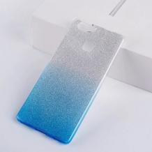 Силиконов калъф / гръб / TPU за Huawei P10 Lite - преливащ / сребристо и синьо / брокат
