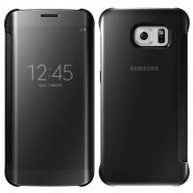 Луксозен калъф Clear View Cover с твърд гръб за Samsung Galaxy S7 Edge G935 - черен