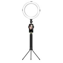 LED ринг лампа B-10 с трипод / Осветление за грим ,TikTok, streaming, video chat - черна