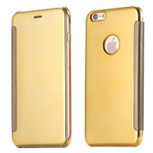 Луксозен калъф Clear View Cover с твърд гръб за Apple iPhone 6 / iPhone 6S - златист