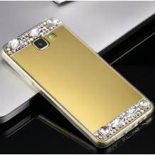 Луксозен силиконов калъф / гръб / TPU с камъни за Samsung Galaxy A5 2017 A520 - огледален / златист