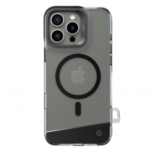 Луксозен гръб TPU кейс Kajsa Aluminium Trans-Shield Case с безжично зареждане MagSafe за Apple iPhone 16 Pro (6.3) - графит