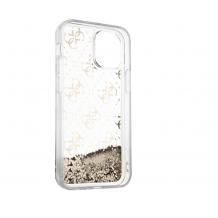 Луксозен гръб 3D Guess Glitter Case за Apple iPhone 12 /12 Pro 6.1'' - прозрачен / златист брокат