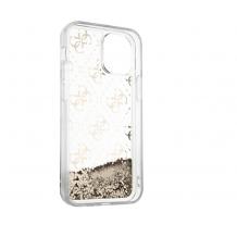 Луксозен гръб 3D Guess Glitter Case за Apple iPhone 12 Pro Max 6.7'' - прозрачен / златист брокат