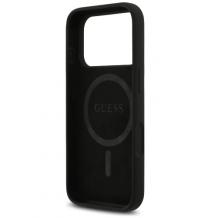 Оригинален силиконов калъф / гръб / GUESS Liquid Silicone Triangle Logo с безжично зареждане MagSafe кейс за Apple iPhone 17 Pro (6.3) - черен