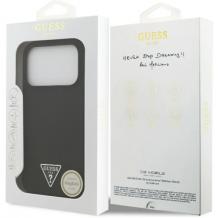 Оригинален силиконов калъф / гръб / GUESS Liquid Silicone Triangle Logo с безжично зареждане MagSafe кейс за Apple iPhone 17 Pro (6.3) - черен