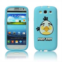 Силиконов калъф / гръб / TPU за Samsung Galaxy S3 I9300 / Samsung SIII I9300 - Angry birds син