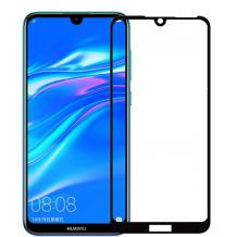 3D full cover Tempered glass Full Glue screen protector Huawei Y7 2019 / Извит стъклен скрийн протектор с лепило от вътрешната страна за Huawei Y7 2019 - черен