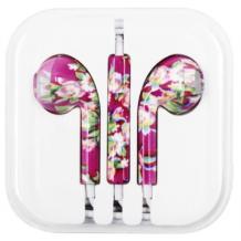 Стерео слушалки 3.5mm за смартфон - лилави / цветя