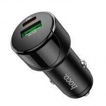 Универсално зарядно за кола HOCO PD20W Digital Display / Dual USB / Type-C Quick Car Charger QC3.0 - черно