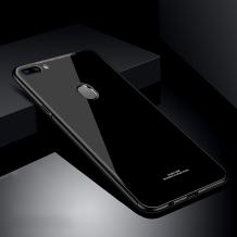 Луксозен стъклен твърд гръб за Huawei Honor 9 Lite - черен