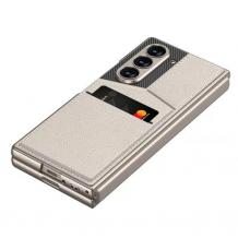 Луксозен гръб / кейс / Carbon Fiber Case със стойка за Samsung Galaxy Z Fold 7 - сив титаниум