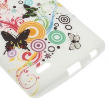 Силиконов калъф / гръб / TPU за LG G3 D850 - бял с пеперуди