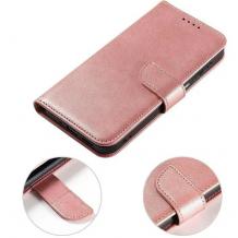 Луксозен кожен калъф Magnet Book със стойка за Xiaomi Redmi Note 14 Pro - Rose Gold