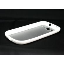 Заден предпазен капак пластмаса и силикон за Samsung i9300 Galaxy S3 - прозрачен матиран с бяло