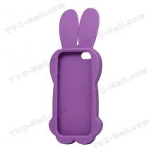Силиконов калъф / гръб / TPU 3D за Apple iPhone 5 / 5S - Lovely Bowknot Rabbit / лилав заек